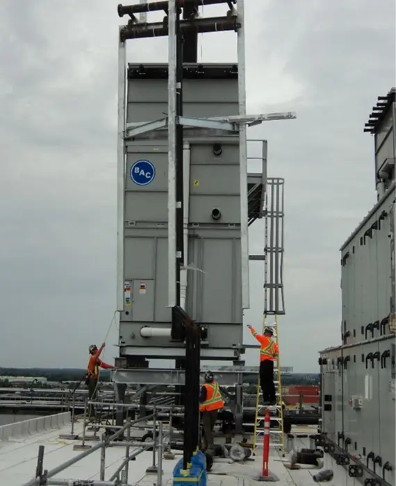 Working on cooling tower